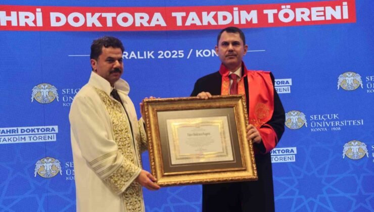 Bakan Murat Kurum’a mezun olduğu Selçuk Üniversitesi’nden fahri doktora