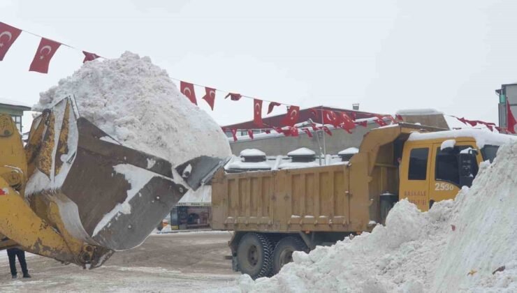 Başkale’de kış sert geçiyor, kar yığınları kamyonlarla ilçe dışına taşınıyor