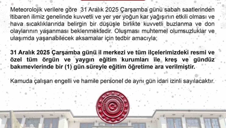 Bingöl’de eğitime 1 gün ara verildi