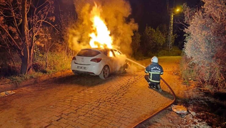 Defne’de otomobil alevlere teslim oldu