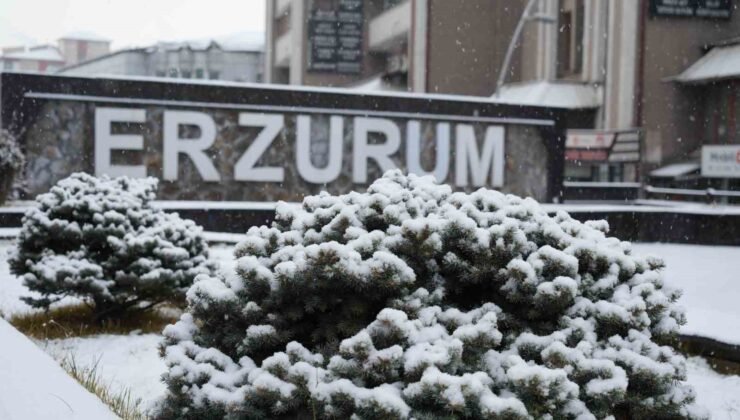 Erzurum güne karla başladı