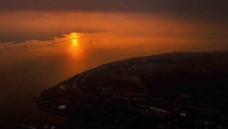 İstanbul’da Boğaz çevresine çöken pus ve etkili olan hava kirliliği dron ile görüntülendi