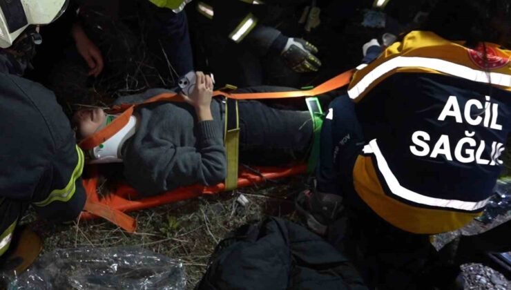 Takla atan otomobil hurdaya döndü: Aynı aileden 3 kişi yaralandı