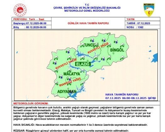 Tunceli’de şiddetli yağmur ve fırtına etkili oldu