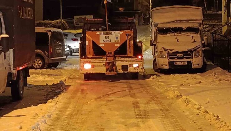 Battalgazi’de gece boyu kar mesaisi