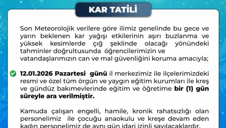 Bingöl’de eğitime 1 gün ara