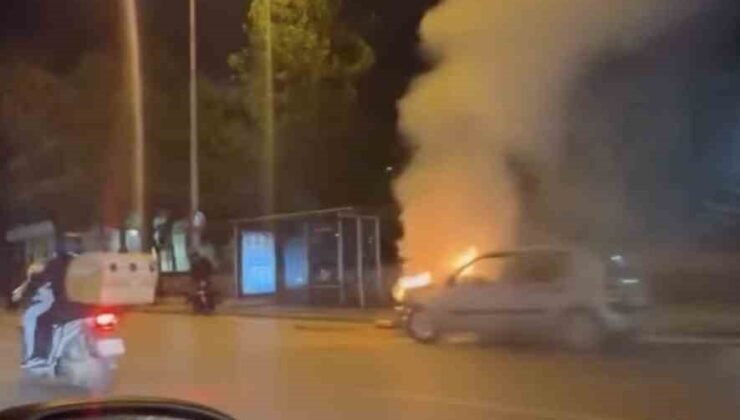 Bursa’da otomobil alevlere teslim oldu