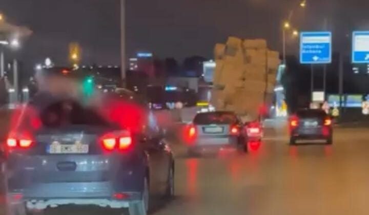 Bursa’da tehlikeli taşımacılık kamerada