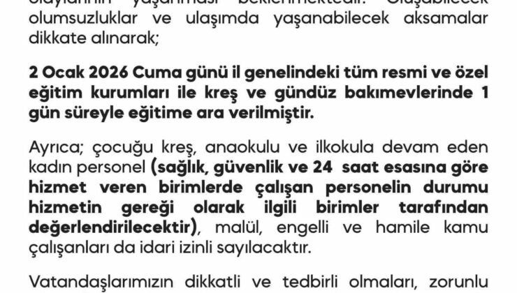 Diyarbakır’da okullar 1 gün tatil edildi