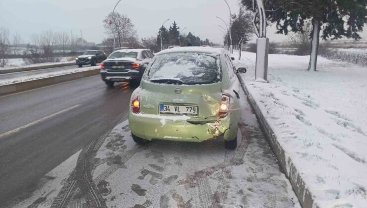 Edirne’de kar yağışında zincirleme kaza: 9 araç birbirine girdi