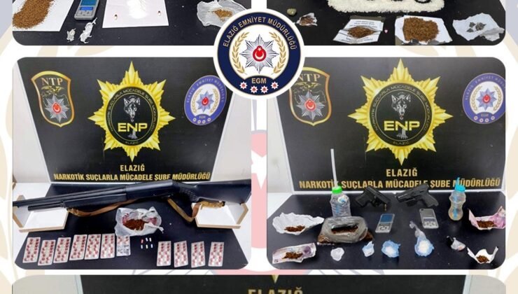 Elazığ’da uyuşturucu ve ruhsatsız silah operasyonu: 17 tutuklama