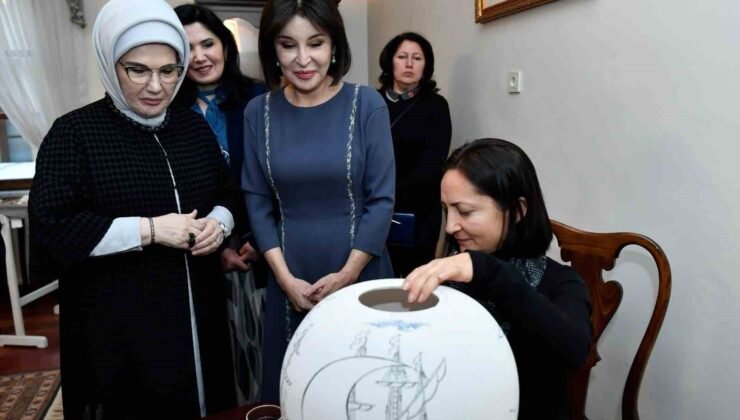 Emine Erdoğan ile Özbekistan Cumhurbaşkanı’nın eşi Ziroat Mirziyoyeva Ankara Palas’ı ziyaret etti