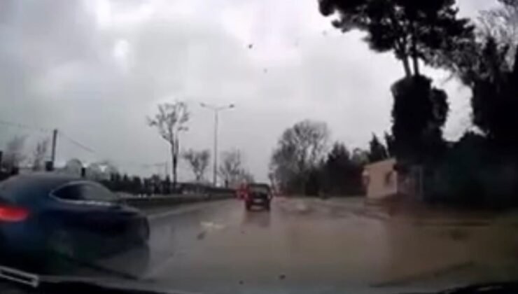 Fırtınanın ağacı devirme anı kamerada