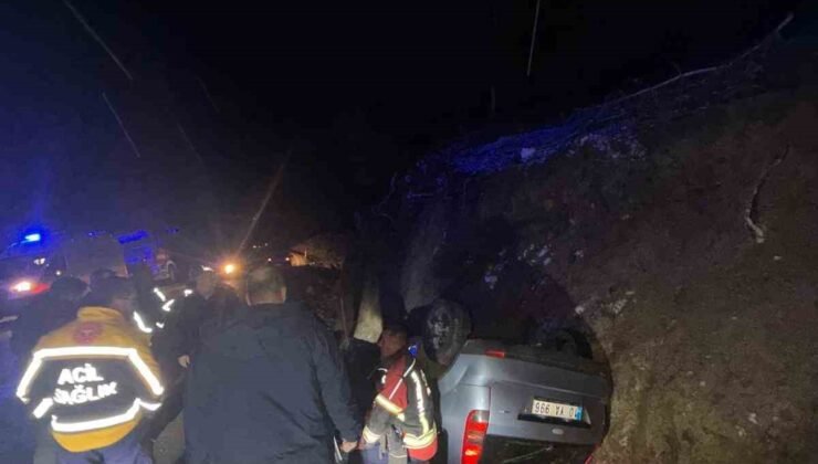 Kazdağları yolunda otomobil takla attı