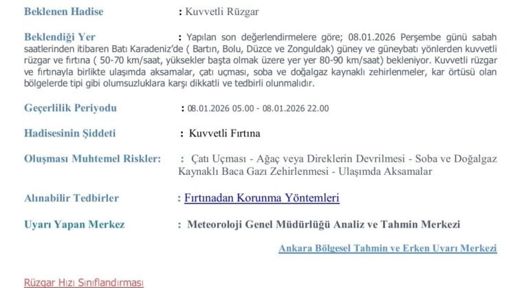 Meteoroloji’den Batı Karadeniz’e kuvvetli fırtına uyarısı