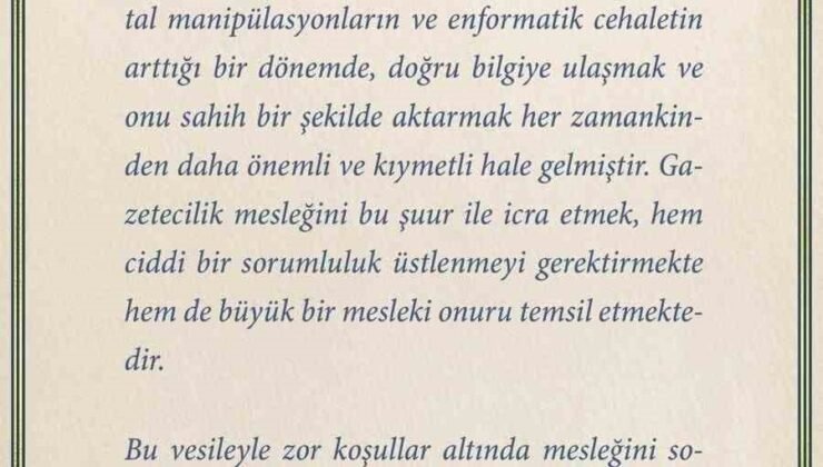 MİT Başkanı Kalın’dan 10 Ocak Çalışan Gazeteciler Günü mesajı