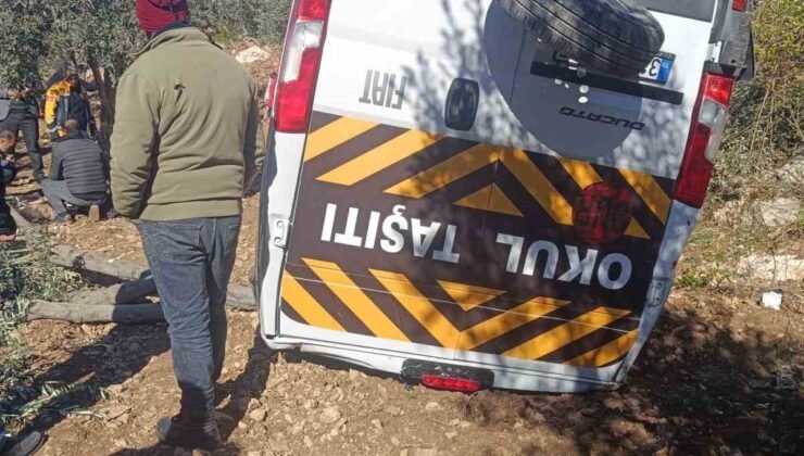 Öğrenci servisi zeytinliğe uçtu: 5 yaralı
