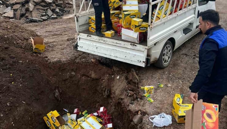 Raflarda satılmayı bekleyen 465 kilogram ürün toprağa gömülerek imha edildi