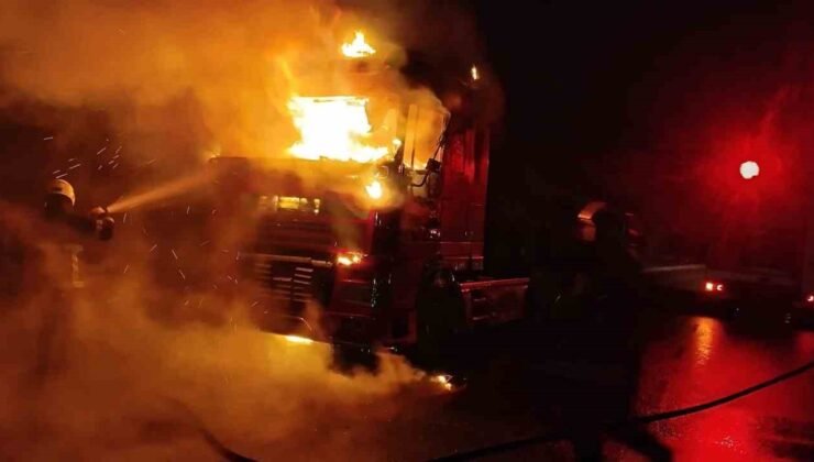 Şanlıurfa’da seyir halindeki tır alev topuna döndü