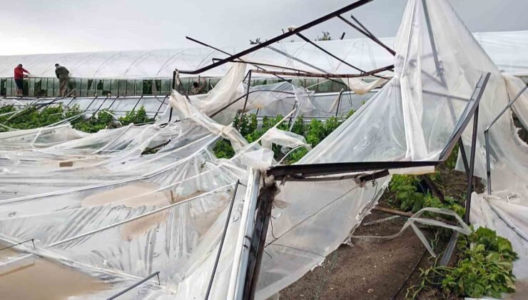 Seydikemer’de hortumun vurduğu seralarda hasar tespit çalışmaları başladı