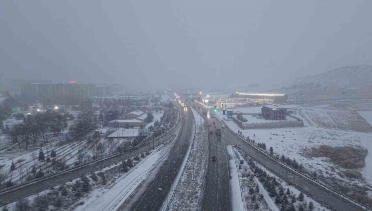 Ulaşımda 43 ilin geçiş güzergahı Kırıkkale’de kar yağışı etkili oldu