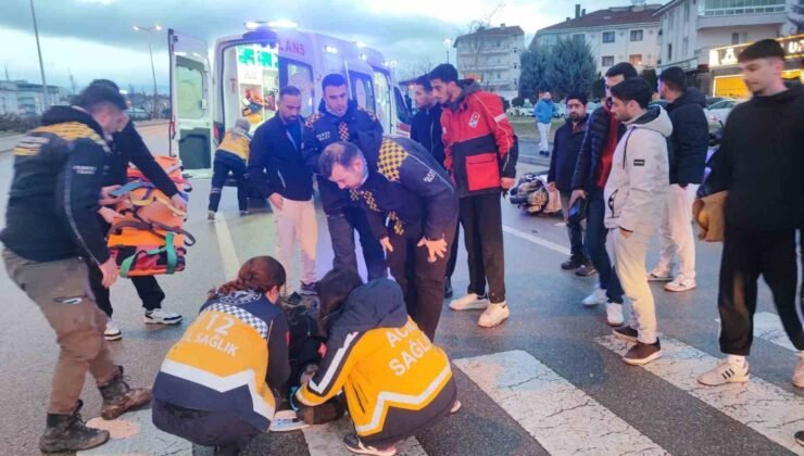 Ankara’da dengesini kaybeden motokurye yola savruldu