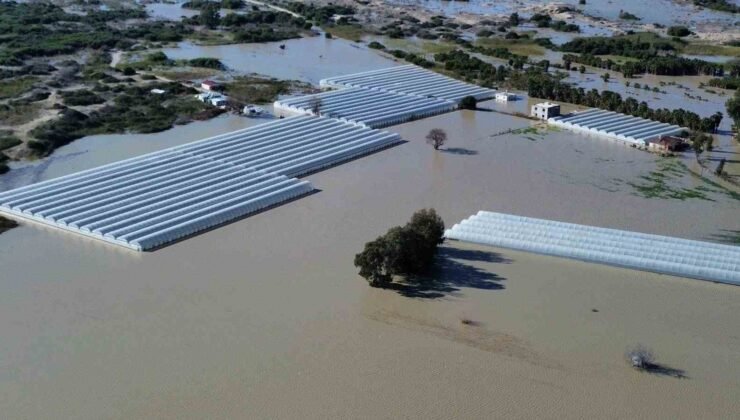 Antalya Kaş’ta seralar sular altında kaldı