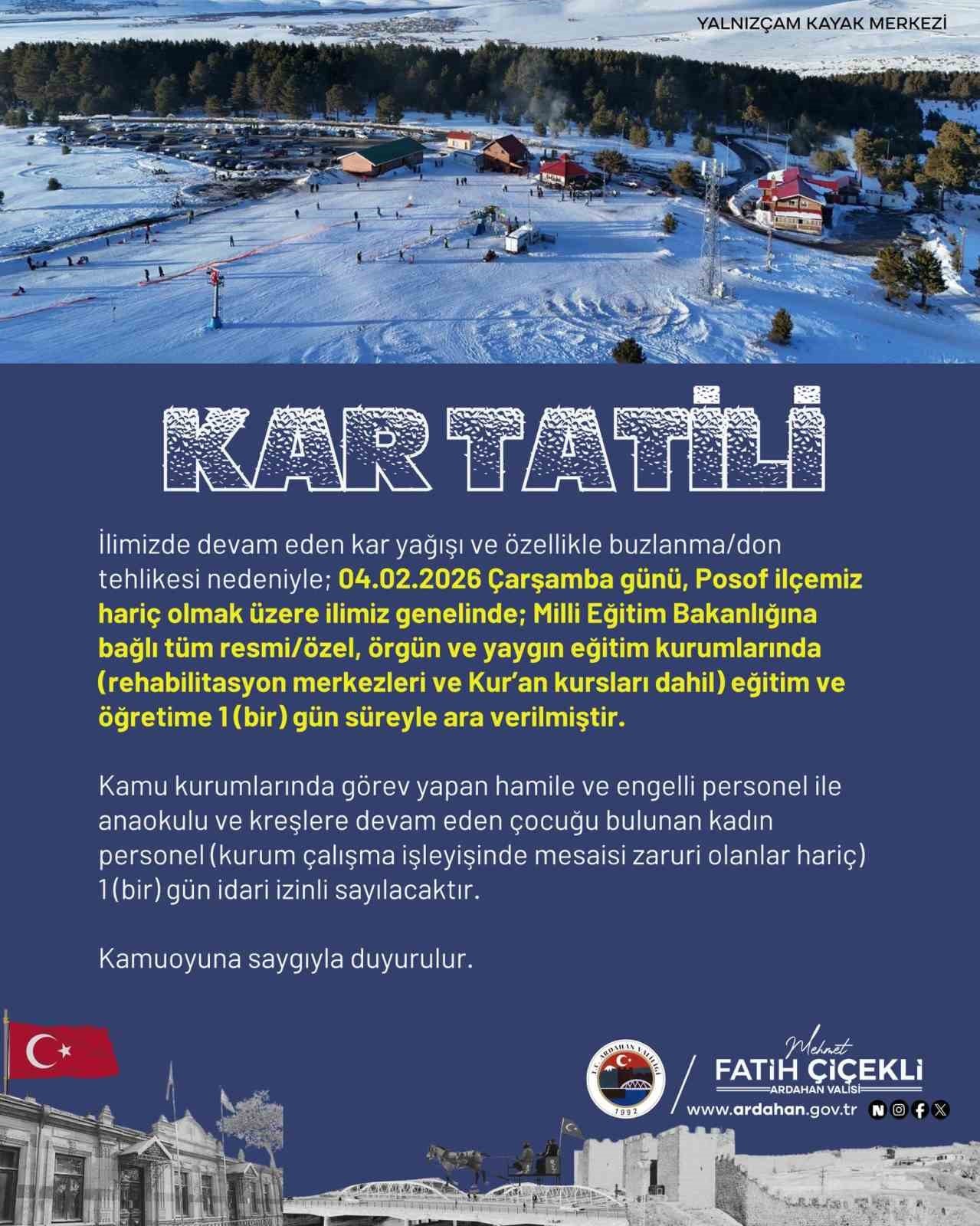 Ardahan’da eğitime kar engeli