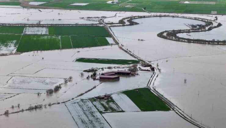 Aydın’daki taşkının izleri havadan görüntülendi