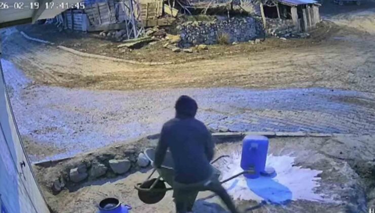 Bir bidon sütü deviren gencin çaresiz anları kamerada