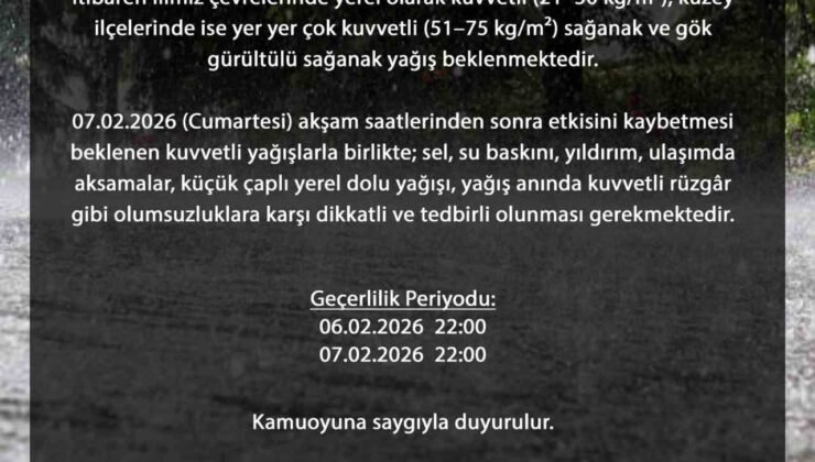 Bursa Valiliğinden kuvvetli yağış uyarısı