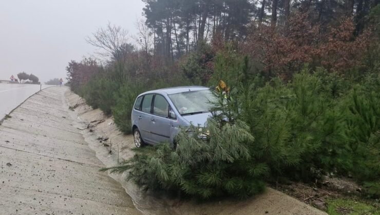 Çanakkale’de yoldan çıkan otomobil ağaca çarptı; 2 kişi yaralandı