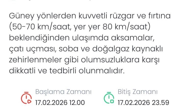 Denizli için fırtına uyarısı