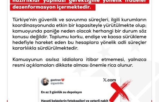 DMM: “Savaş başlayacağı iddiasıyla vatandaşların hazırlıklar yapması gerektiğine yönelik ifadeler dezenformasyon içermektedir”