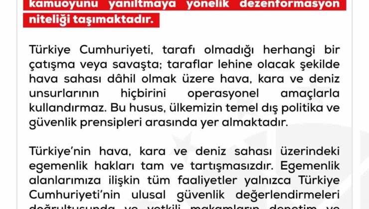 DMM: “Türkiye’nin İran’a yönelik son saldırılara destek verdiği yönündeki iddialar tamamen asılsızdır”