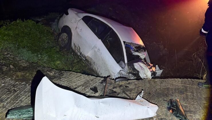 Edirne’de şarampole devrilen otomobildeki 2 kişi hayatını kaybetti
