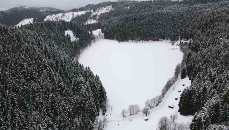 Karagöl buz tuttu, beyaz örtü altındaki manzara hayran bıraktı