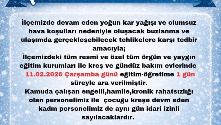 Karlıova’da eğitime 1 gün ara