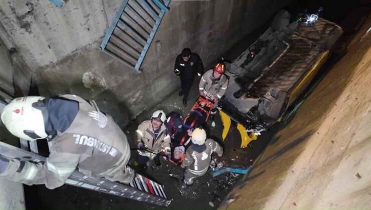 Kartal’da alkollü taksi sürücüsü 5 metrelik dereye uçtu