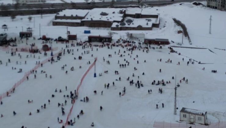 Kayak tesislerindeki yoğunluk havadan görüntülendi
