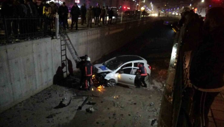 Kontrolden çıkan otomobil sulama kanalına düştü: 1 yaralı