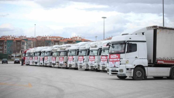 Konya’dan Gazze’ye 15 tır yardım yola çıktı