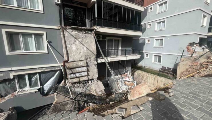 Menemen’de istinat duvarı çöken bölgede çalışmalar ikinci gününde