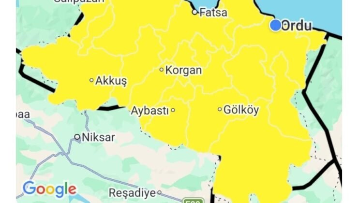 Ordu için sarı kodlu fırtına uyarısı