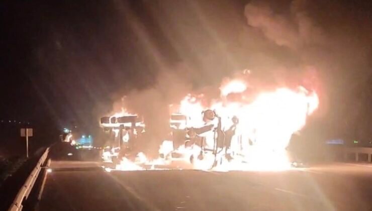 Osmaniye’de seyir halindeki tır alev alev yandı