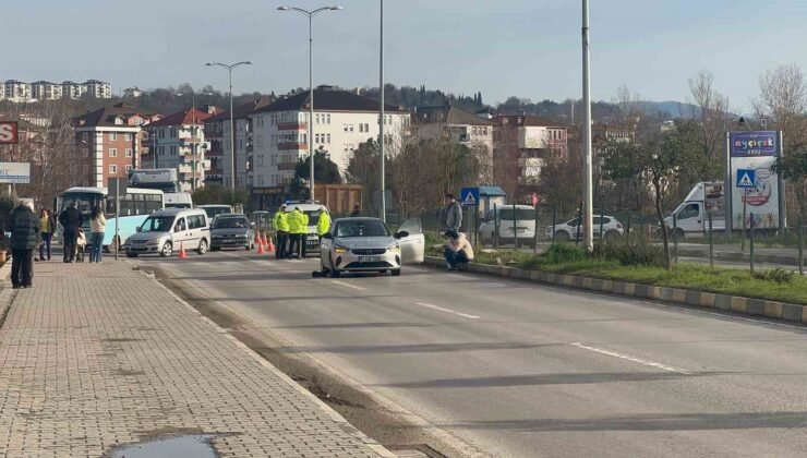 Otomobilin çarptığı kadın ağır yaralandı
