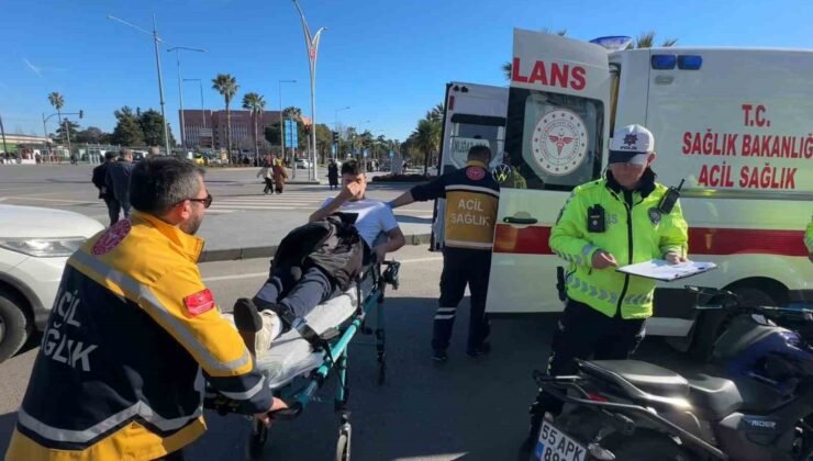 Samsun’da devrilen motosikletin sürücüsü yaralandı