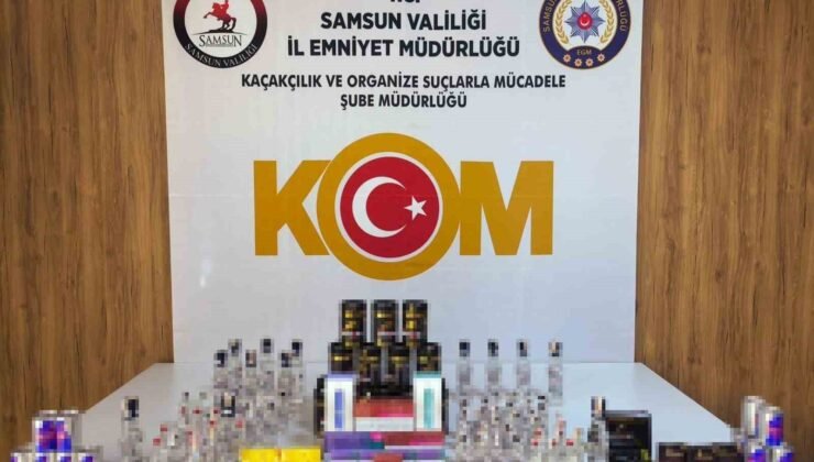 Samsun’da kaçak içki ve tütün operasyonu: 64 şişe sahte alkol ele geçirildi