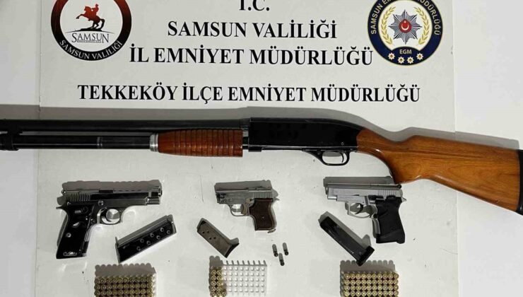 Tekkeköy’de çok sayıda ruhsatsız silah ele geçirildi