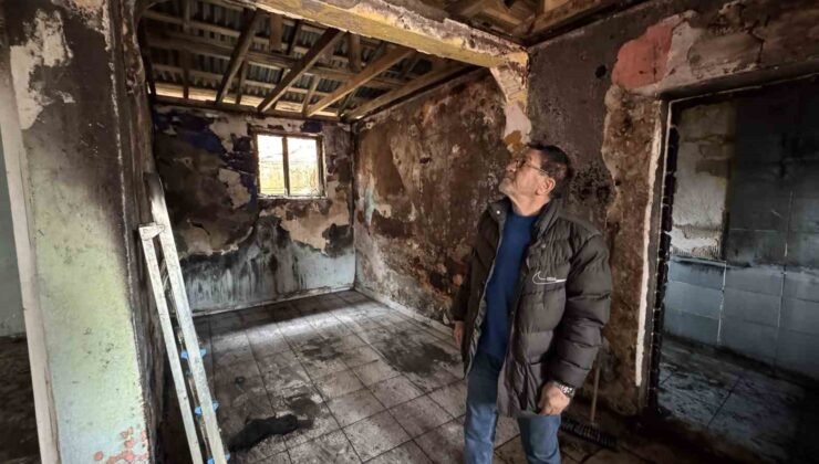 Yangın mağduru engelli vatandaş yardım bekliyor; “İğneden ipliğe her şeyim yandı”